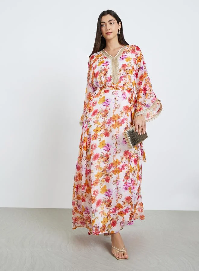 Women Floral Print A-Line Jalabiya
