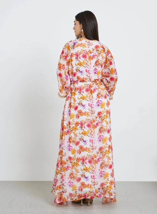 Amirah  Women Floral Print A-Line Jalabiya for Women | Best Price UAE