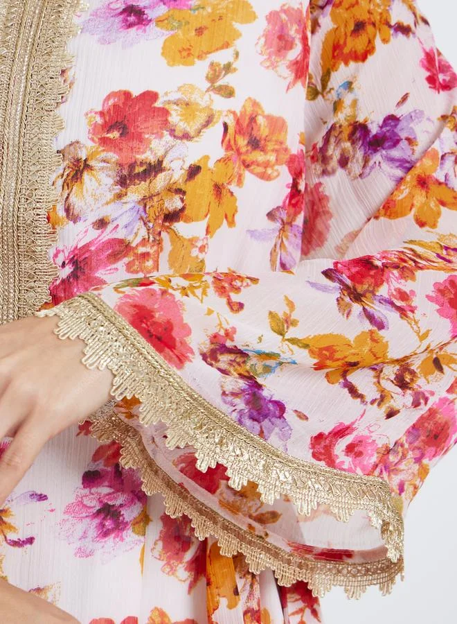 Amirah  Women Floral Print A-Line Jalabiya for Women | Best Price UAE