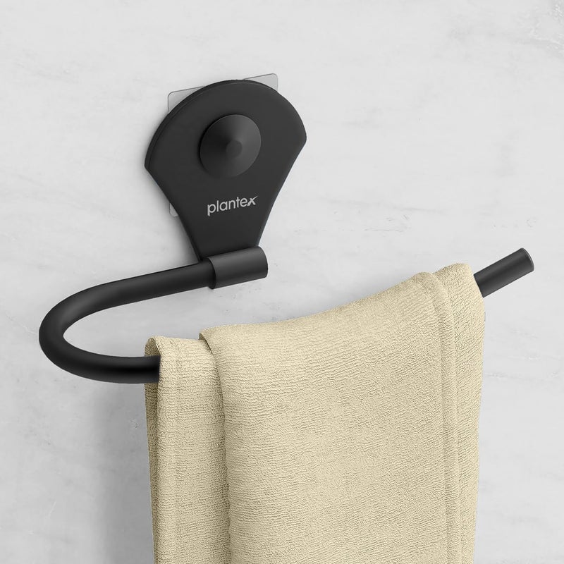 plantex Plantex Royal Self Adhesive Stainless Steel Napkin Ring/Towel Ring/Napkin Holder/Bathroom Accessories (Black, Powder Coated)  - Image 1