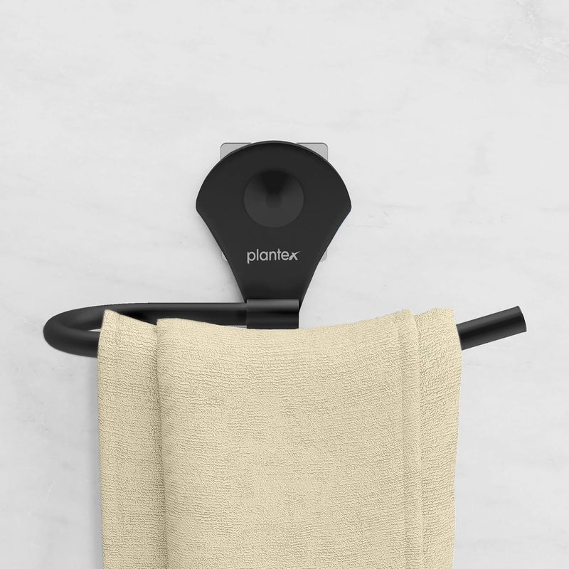 plantex Plantex Royal Self Adhesive Stainless Steel Napkin Ring/Towel Ring/Napkin Holder/Bathroom Accessories (Black, Powder Coated)  - Image 4