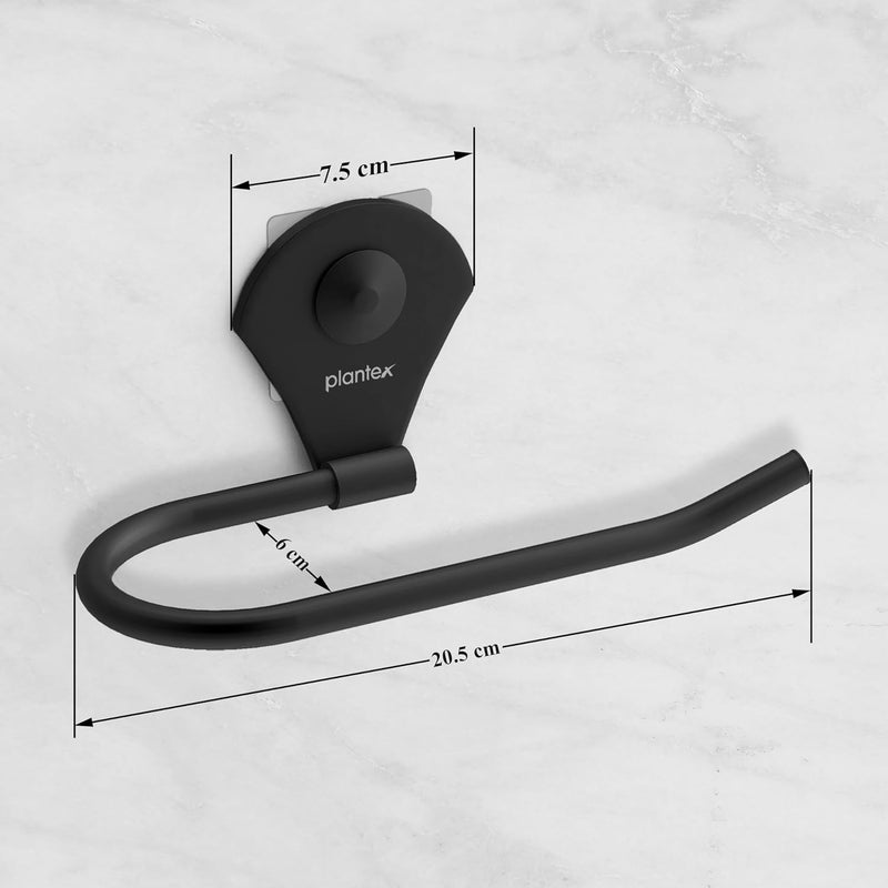 plantex Plantex Royal Self Adhesive Stainless Steel Napkin Ring/Towel Ring/Napkin Holder/Bathroom Accessories (Black, Powder Coated)  - Image 3