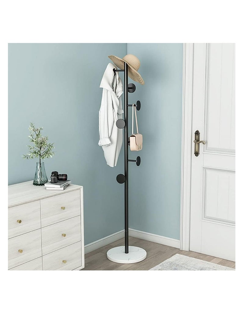 Generic Independent coat rack, multi-functional entrance storage rack, metal tree stand, clothes hanger, scarf, backpack, umbrella, bag, hat (black, round)  - Image 1