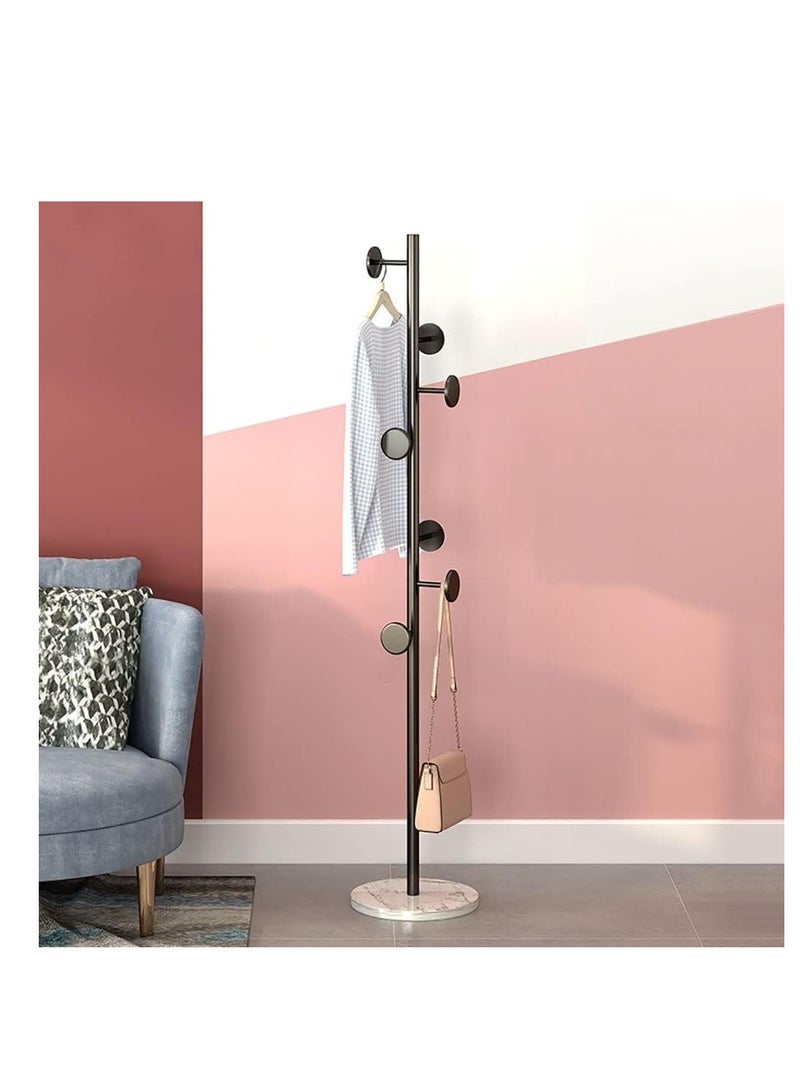 Generic Independent coat rack, multi-functional entrance storage rack, metal tree stand, clothes hanger, scarf, backpack, umbrella, bag, hat (black, round)  - Image 3