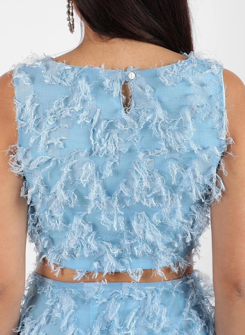 PINACOLADA Women's Light Blue All-Around Tassel Co-Ord Set