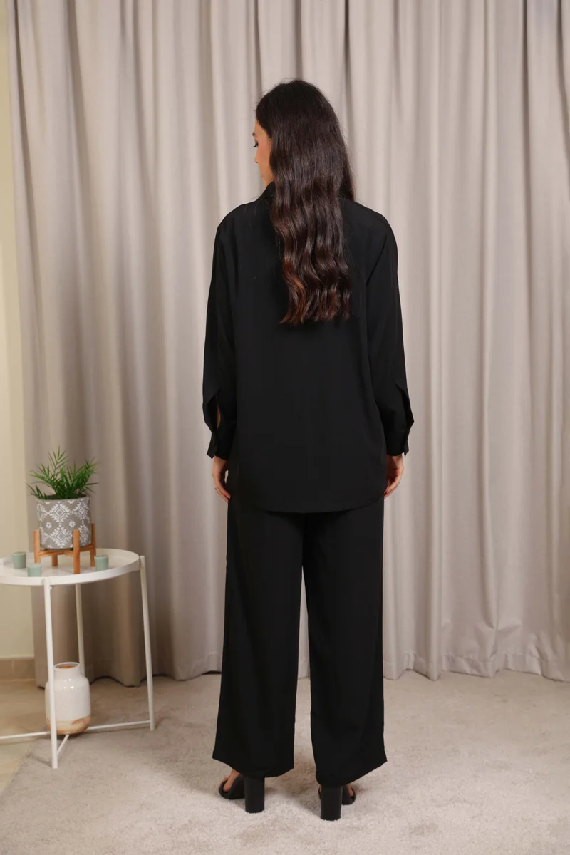 Nikias  Nikias Black Soft Crepe Trouser Set – Elegant Everyday Comfort for Women | Best Price UAE