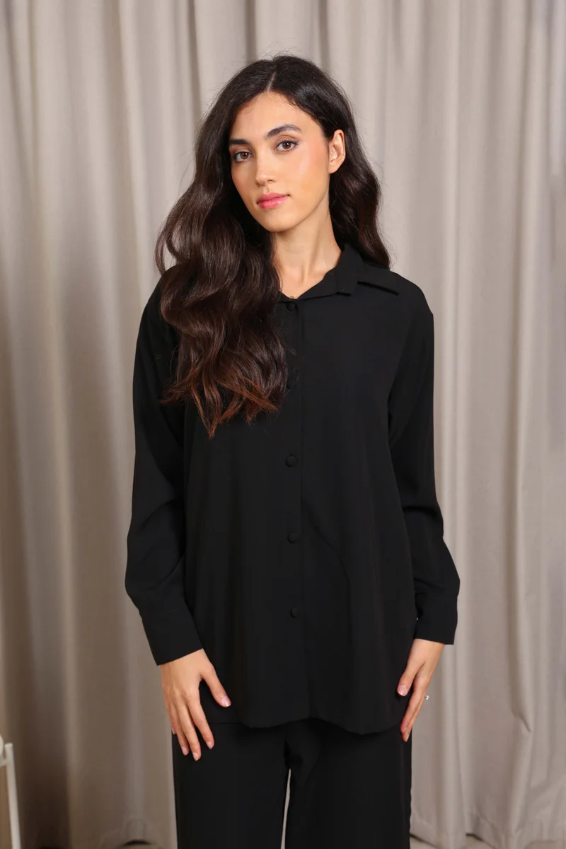 Nikias  Nikias Black Soft Crepe Trouser Set – Elegant Everyday Comfort for Women | Best Price UAE