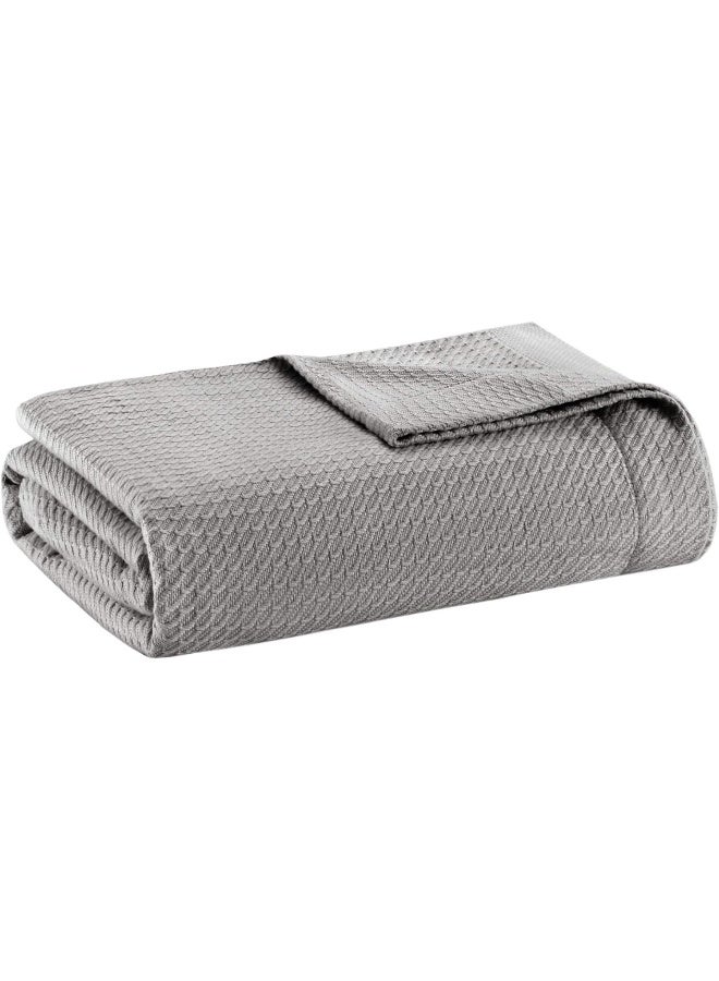 madison park Madison Park Egyptian Cotton Luxury Blanket Grey 66x90 Twin Size Knit Premium Soft Cozy 100 Cerified Egyptian Cotton For Bed Couch or Sofa  - Image 5