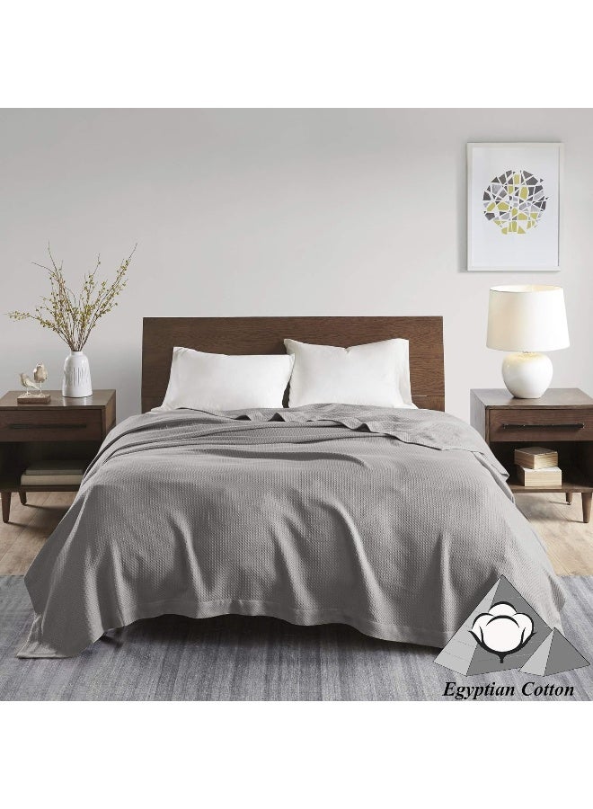 madison park Madison Park Egyptian Cotton Luxury Blanket Grey 66x90 Twin Size Knit Premium Soft Cozy 100 Cerified Egyptian Cotton For Bed Couch or Sofa  - Image 3