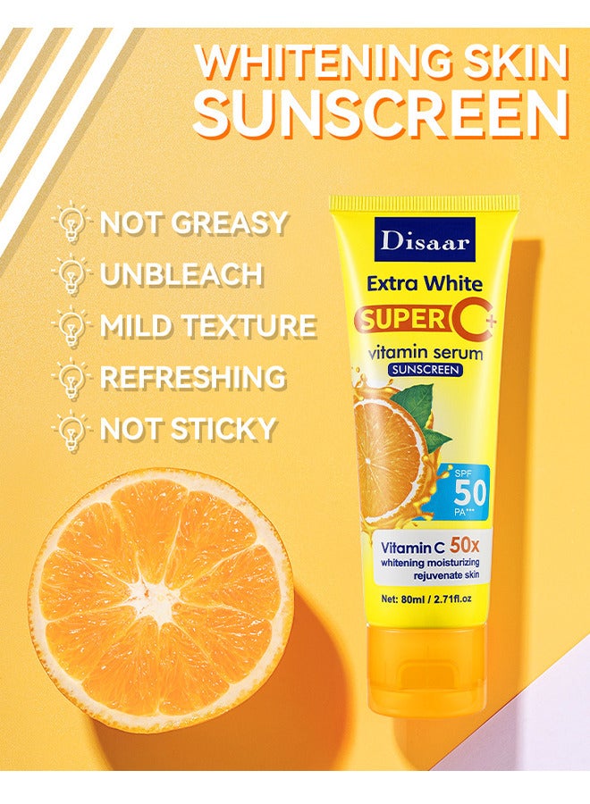 Disaar SPF 50+ PA+++ Face Moisturiser Sunscreen, High-Power Ultraviolet Isolation Advanced Sun Cream, Face Sunscreen To Glowing Skin Tone, Vitamin C Suncream Waterproof And Long-Lasting, Non-Greasy - Image 4