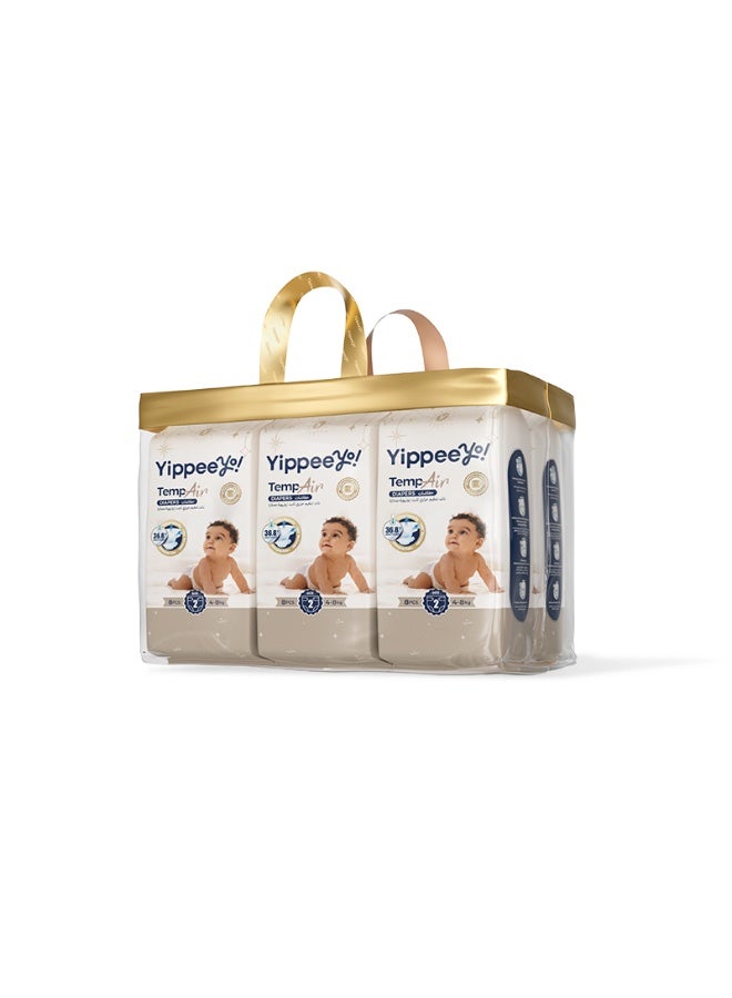 Yippeeyo TempAir Baby Diapers | Size 2 for 4–8 kg | 6 packs x 8 diapers (48 ct Total) | Ultra-Soft & Breathable | 12-Hour Dryness | Individually Wrapped - Image 1