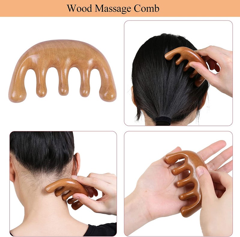 Soulvinee Wooden Massage Comb Guasha Comb Scraping Massage Tools Head Neck Massager Spa Acupuncture pcs 1 - Image 3