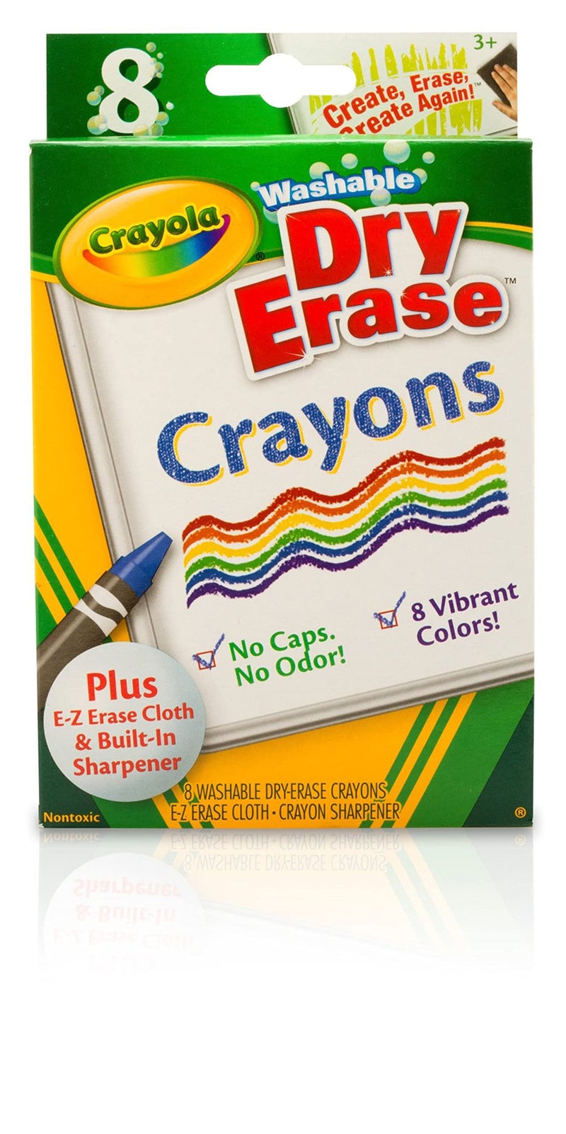 Crayola Washable Dry Erase Crayons (8ct), Includes Eraser Mitt & Sharpener, Classroom Supplies for Teachers - Image 1