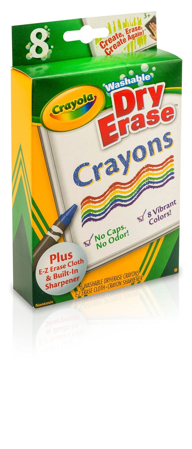Crayola Washable Dry Erase Crayons (8ct), Includes Eraser Mitt & Sharpener, Classroom Supplies for Teachers - Image 3