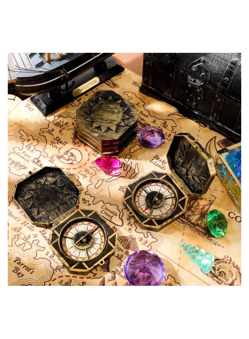 Excefore 24 Pieces Pirate Compass Pirate Party Supplies Bulk, Plastic Pirate Compass for Kids Antique Captain Compass Props Toy for Nautical Pirate Theme Cosplay Party Favor Decor, 2.4 Inch - Image 2