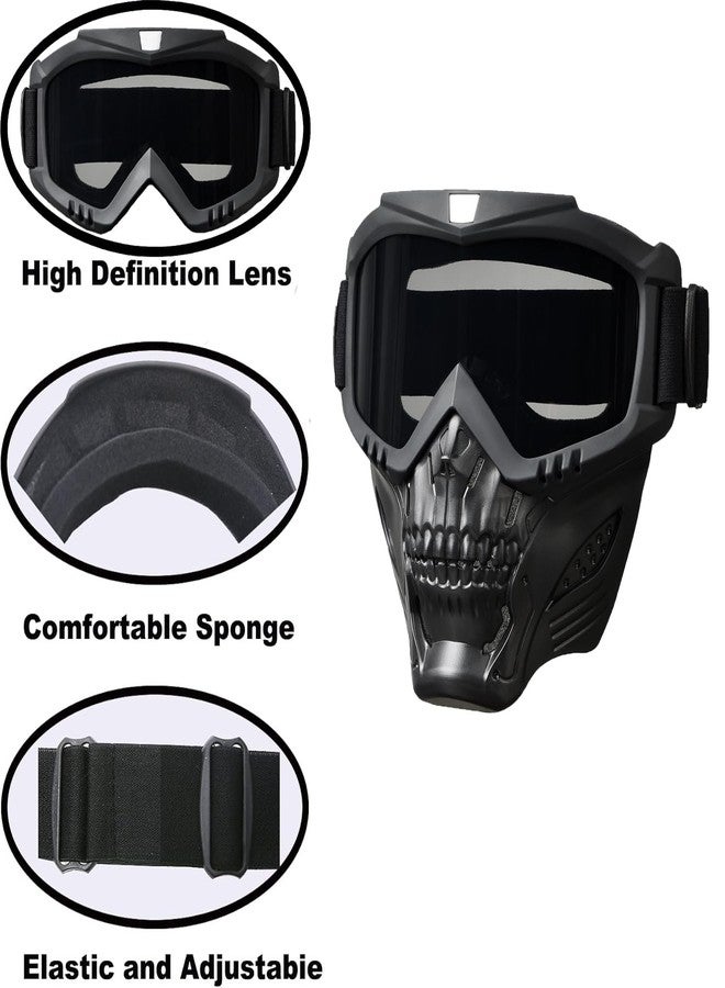 BROYEUR Paintball Mask Anti Fog,Tactical Full Face Mask Ski Mask Goggles Detachable Adjustable,Motorcycle Riding Face Protection (foxGray) - Image 2