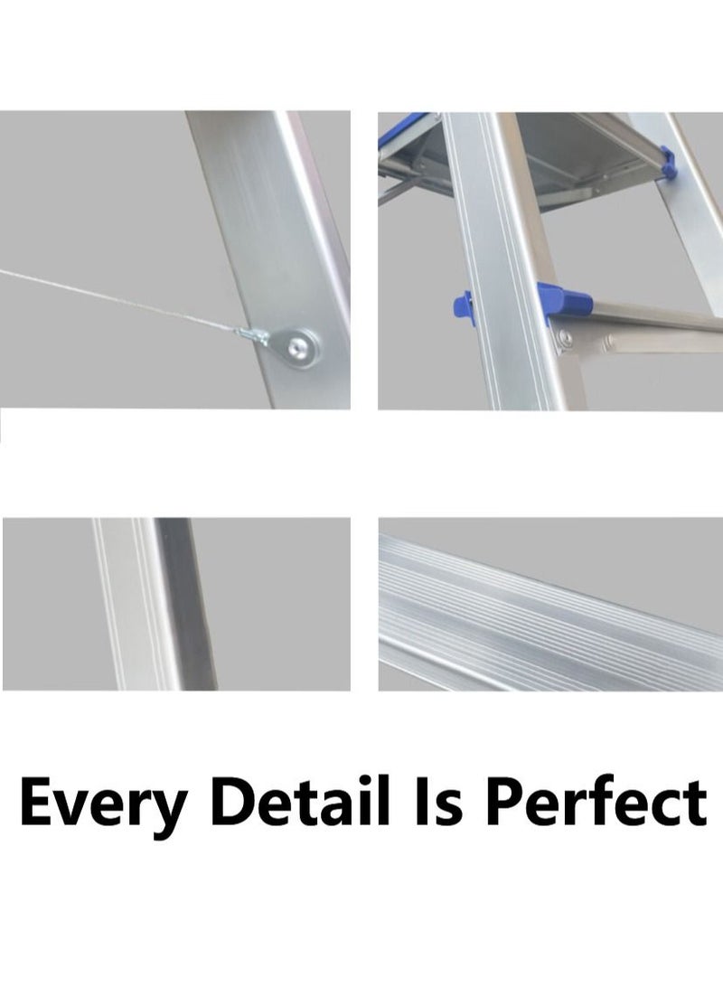 صن رايز 3 خطوات سلم قابل للطي درجات من الالومنيوم مضاد للانزلاق مع منزلي محمول خفيف الوزن ومتعدد الاغراض - Image 5