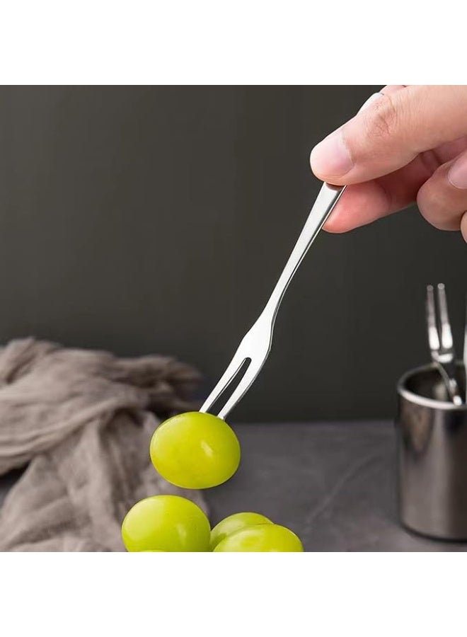 10 Pcs Stainless Steel Forks, Crab Forks Escargot 2 Prong Tasting Appetizer Portable Salad Fruit for Party Travel, 5 Inches - Image 5