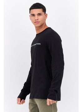 French Connection Men Crew Neck Long Sleeves Brand Logo Shirt, Black  - Image 2