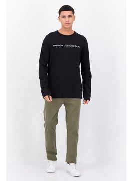 French Connection Men Crew Neck Long Sleeves Brand Logo Shirt, Black  - Image 4