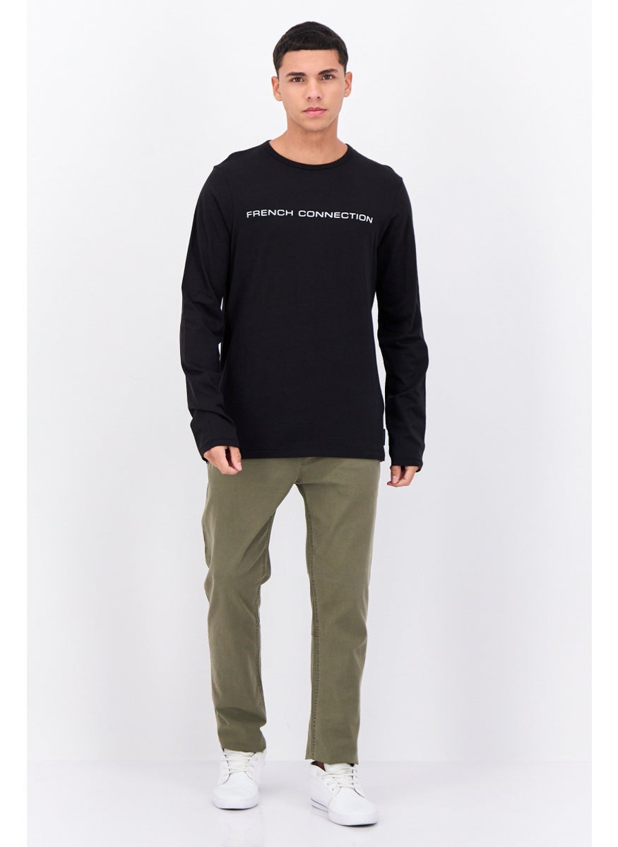 French Connection - Men Crew Neck Long Sleeves Brand Logo Shirt, Black - Image 1