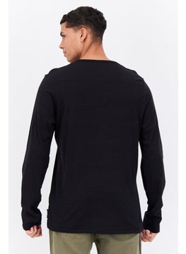 French Connection Men Crew Neck Long Sleeves Brand Logo Shirt, Black  - Image 3