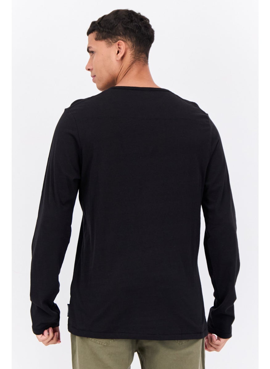 French Connection - Men Crew Neck Long Sleeves Brand Logo Shirt, Black - Image 1
