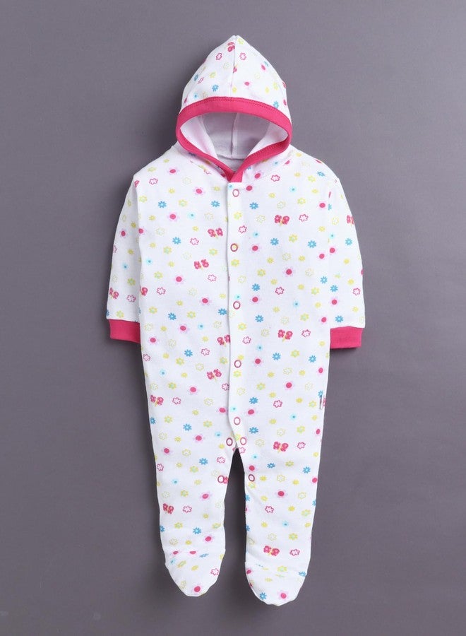 BUMZEE Baby Girls Cotton Full Sleeves Pack of 2 Hooded Sleepsuit Pink & White - 3-6 Months (Peb11024C-pnk) - Image 4