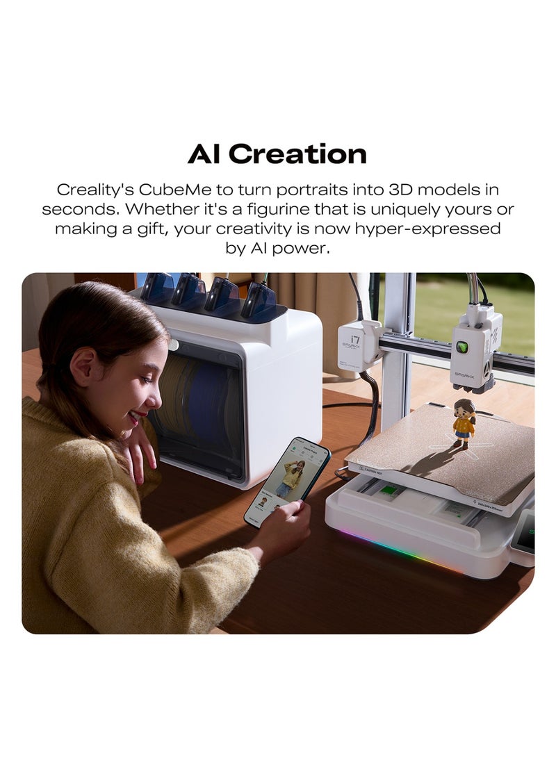 Creality 3D Printer SPARKX i7 Combo, New 3D Printer-Multi Color, AI Photo to 3D Printing, 95% Pre-Assemble Essential Parts, with CFS Lite, 500mm/s High Speed, Auto-Leveling, Low Noise, 260×260×255mm Silver - Image 2