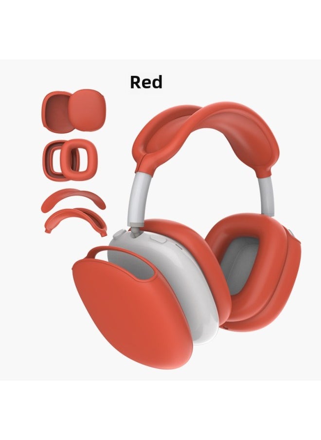 Generic - For Apple Airpods Max Earphone Case Headset Bluetooth Headset Protective Case Solid Color Silicone Earphone Case-Color:Red Four-piece Set-Model:AirPods Max Headphone Case - Image 1