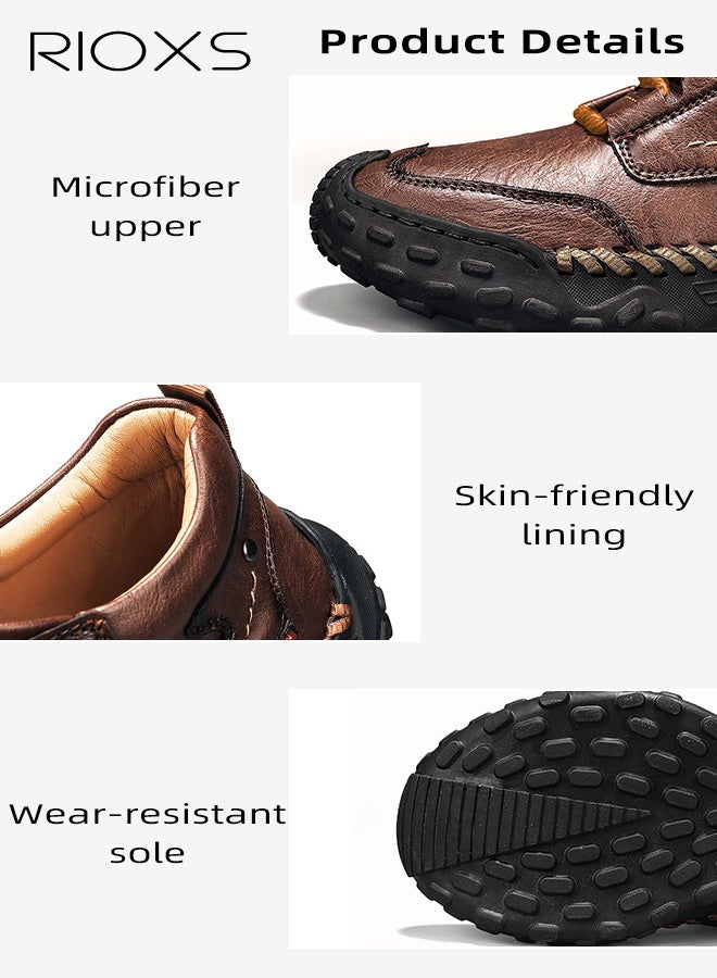 ريوكس أحذية تشوكا للرجال، أحذية مارتن العصرية للدراجات النارية، أحذية تشوكا جلدية كلاسيكية برباط، أحذية قتالية للدراجات النارية للرجال، أحذية كاحل بأصابع مستديرة للرجال، أحذية رياضية قصيرة عالية الرقبة، حذاء رياضي بني للرجال - Image 4