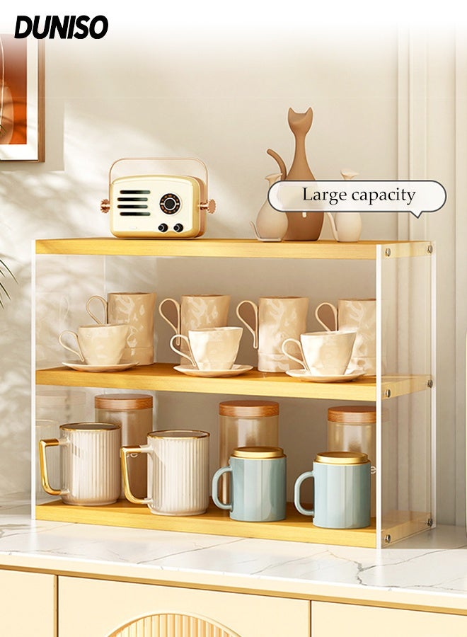 DUNISO Desktop Storage Shelf, Thickened Wood Desk Organizer Bookshelf, Dresser Top Organizer Storage Rack, Strong Load-bearing Tabletop Display Bookcase for Home Office Kitchen Restaurant ﻿ - Image 1