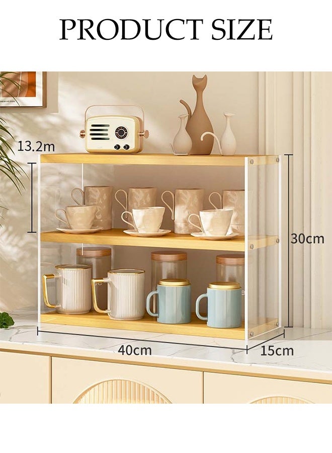 DUNISO Desktop Storage Shelf, Thickened Wood Desk Organizer Bookshelf, Dresser Top Organizer Storage Rack, Strong Load-bearing Tabletop Display Bookcase for Home Office Kitchen Restaurant ﻿ - Image 2