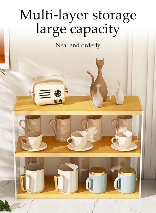 DUNISO Desktop Storage Shelf, Thickened Wood Desk Organizer Bookshelf, Dresser Top Organizer Storage Rack, Strong Load-bearing Tabletop Display Bookcase for Home Office Kitchen Restaurant ﻿ - Image 4