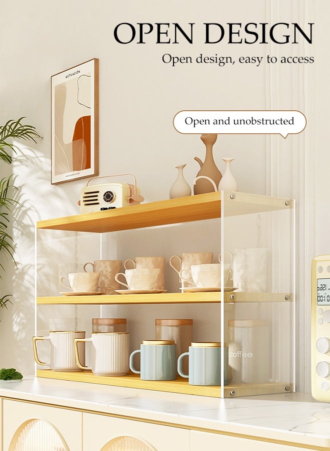 DUNISO Desktop Storage Shelf, Thickened Wood Desk Organizer Bookshelf, Dresser Top Organizer Storage Rack, Strong Load-bearing Tabletop Display Bookcase for Home Office Kitchen Restaurant ﻿ - Image 3