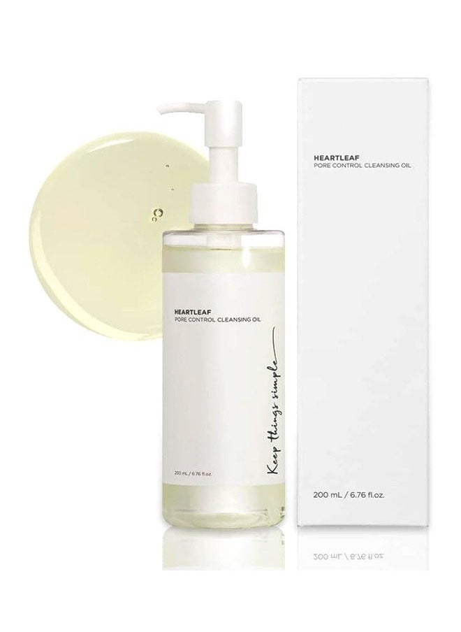 JS Anua Heartleaf Pore Control Cleansing Oil, Facial Speedy Cleansing Oil, Gently Remove Blackheads, Makeup and Sebum, Safe To Use For Acne-Prone or Sensitive Skin, Daily Makeup Blackheads Removal (200ml)  - Image 1