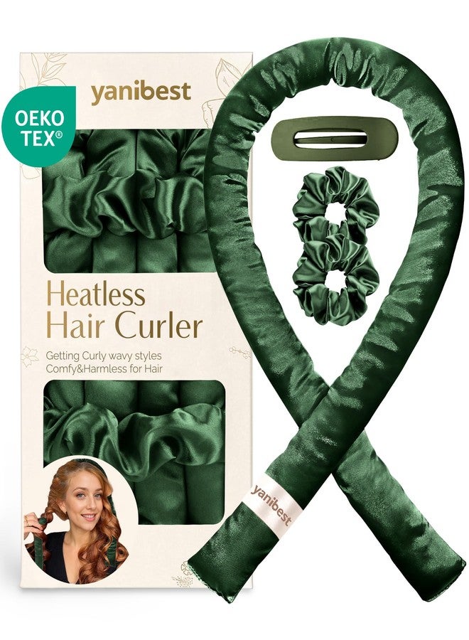 Yanibest Satin Heatless Curler Set, Overnight Hair Curler to Sleep in, No Heat Heatless Curl with Scrunchies and Clip，Green - Image 1