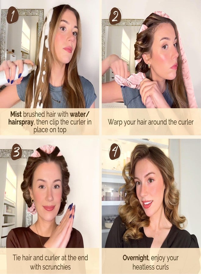 Yanibest Satin Heatless Curler Set, Overnight Hair Curler to Sleep in, No Heat Heatless Curl with Scrunchies and Clip，Green - Image 5