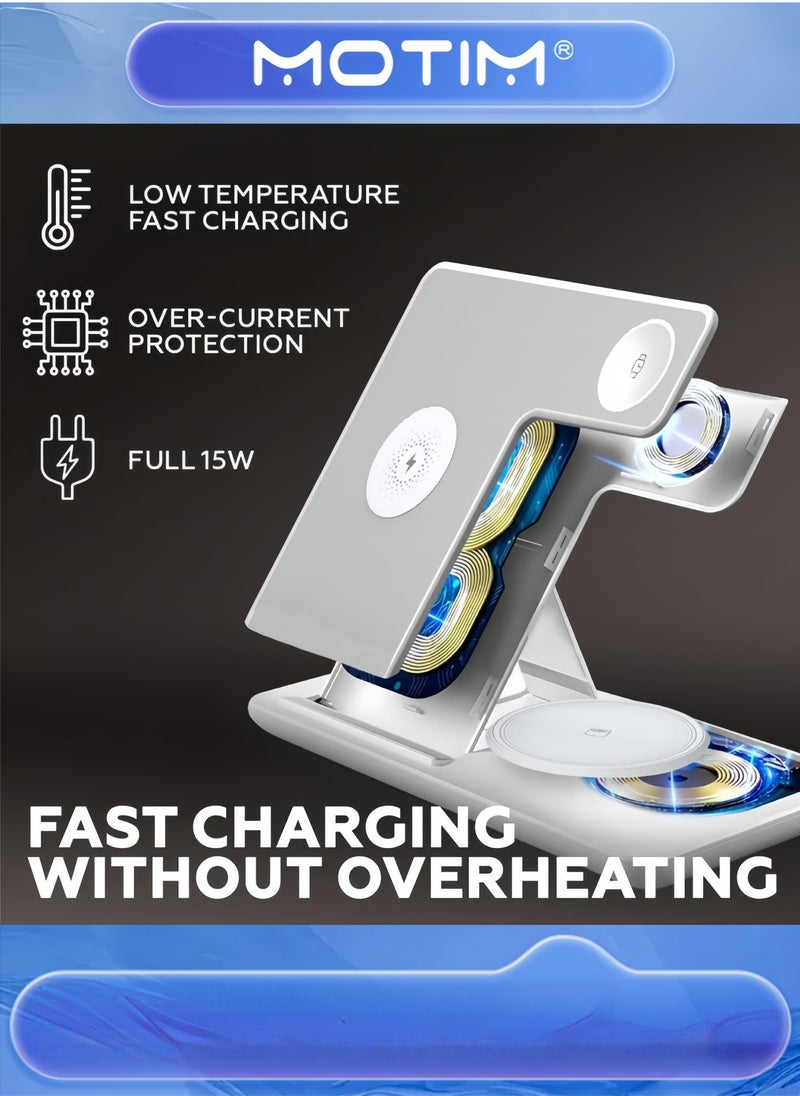 Motim 3-in-1 Magnetic Wireless Charging Station for iPhone 15/14/13/12 AirPods iWatch 8/7/6/5/4 Samsung Galaxy S  - Image 2