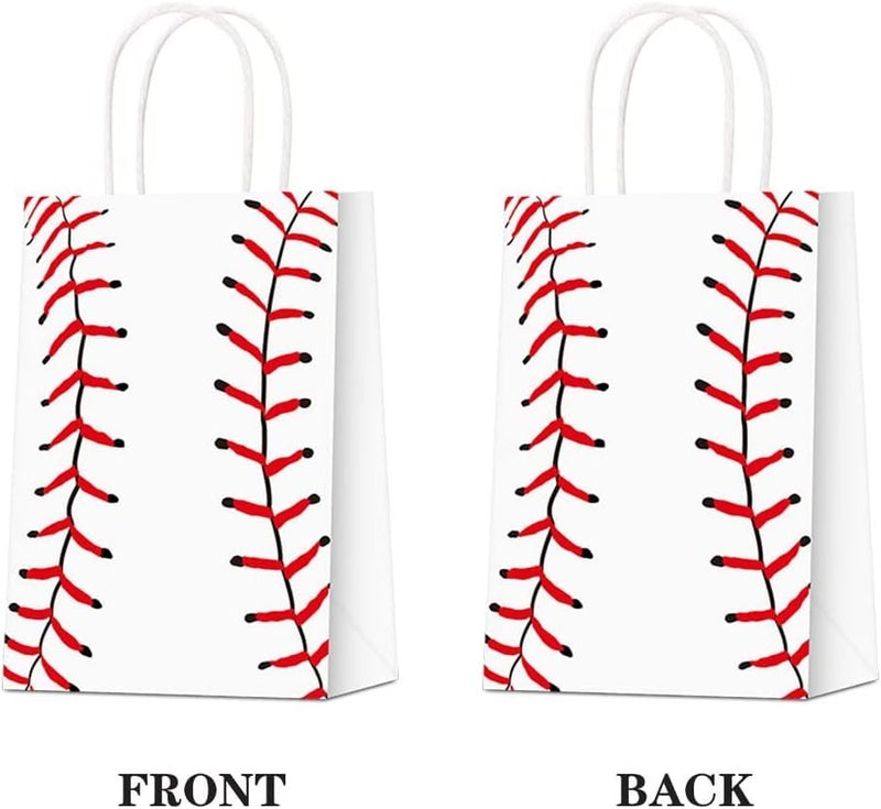 Rarapop Baseball Party Favors Gift Bags with Handle, 12 PCS Paper Snack Treat Goodie Bag for Baseball Theme Games Day Sports Goody Bags Birthday Party Decorations Supplies - Image 3