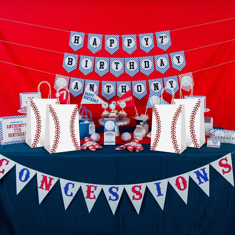 Rarapop Baseball Party Favors Gift Bags with Handle, 12 PCS Paper Snack Treat Goodie Bag for Baseball Theme Games Day Sports Goody Bags Birthday Party Decorations Supplies - Image 5