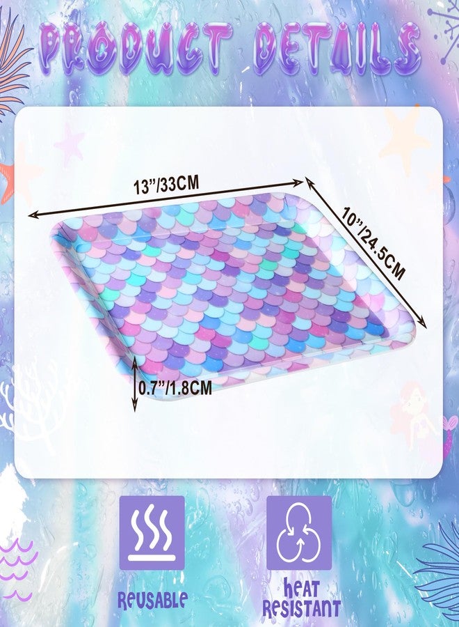 زوبيبي مجموعة زوبيبي من 3 قطع، مقاس 13 × 10 بوصة، صواني تقديم بتصميم حورية البحر، أطباق تقديم قابلة لإعادة الاستخدام، زينة لحفلات أعياد الميلاد، مناسبة للطعام والوجبات الخفيفة والبسكويت والحلويات. - Image 4