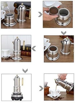AKDC Stovetop Espresso Maker Stainless Steel Italian Coffee Machine Maker Moka Pot For 4Cups 200Ml Moca Pot For Induction Gas And All Stoves  - Image 4