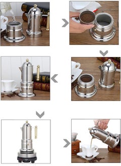 AKDC Stovetop Espresso Maker Stainless Steel Italian Coffee Machine Maker Moka Pot For 4Cups 200Ml Moca Pot For Induction Gas And All Stoves  - Image 5