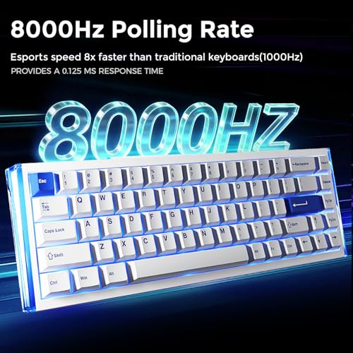 DAREU COOL68 60% Wired Gaming Keyboard, Rapid Trigger Magnetic Switch Keyboard with 8000Hz Polling Rate, Adjustable Actuation, 0.1ms Latency, SOCD, Gasket Mount, Hot swappable, RGB Light - Image 3