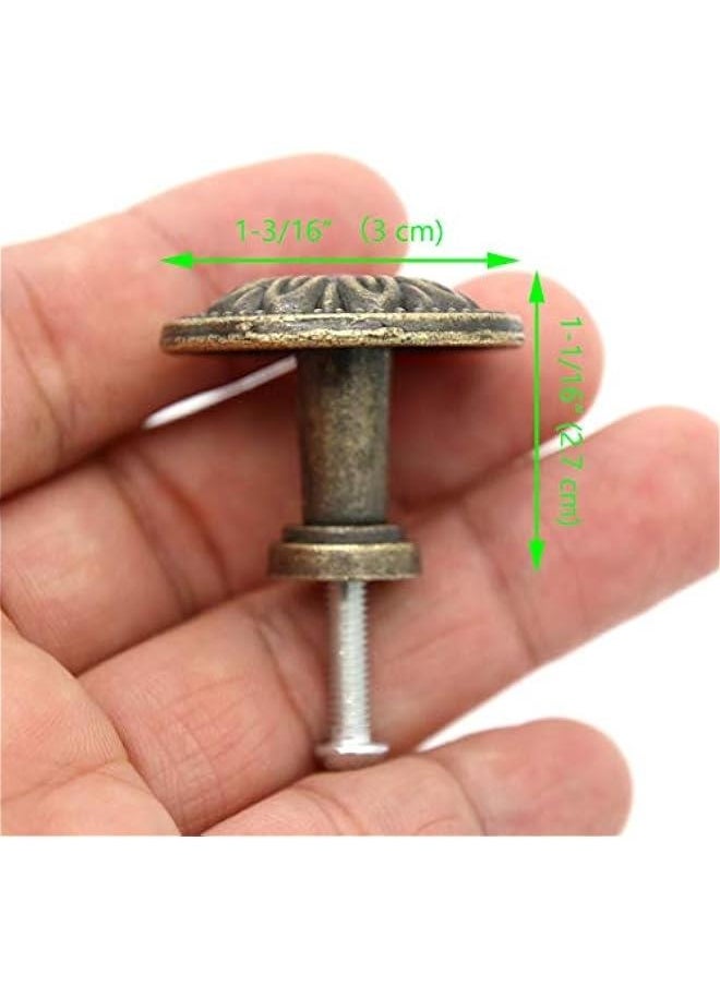 Generic 8 PCs Vintage Antique Brass Knobs Handles Pulls with Flower Pattern for Cabinet Drawer Door  - Image 3
