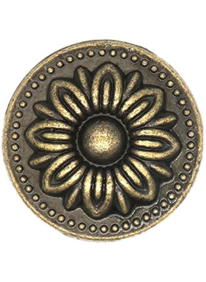 Generic 8 PCs Vintage Antique Brass Knobs Handles Pulls with Flower Pattern for Cabinet Drawer Door  - Image 4