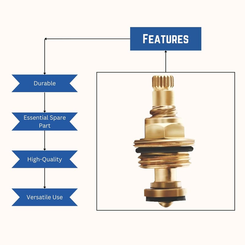NEW WARE قرص استبدال عمود الصنبور - متوافق مع طرازات جاكوار كونتيننتال | صمام صنبور ساخن وبارد للحمام والمطبخ (مرتفع - 1/2 بوصة) - Image 3