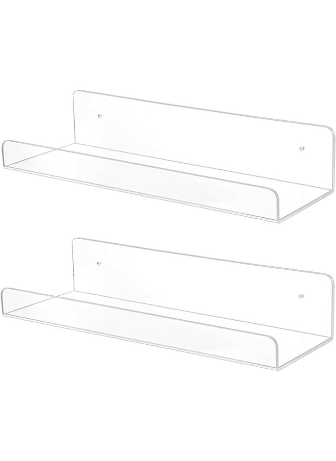 Horoof Home Horoof Home® 2-Pack Clear Acrylic Wall Shelves – Floating Bookshelf for Bathroom, Bedroom & Office  - Image 1