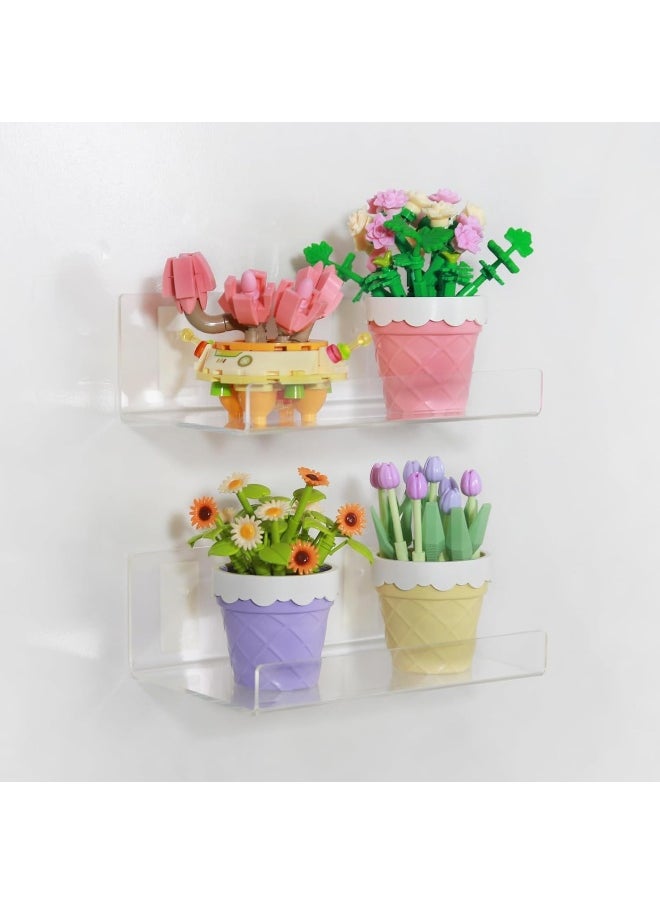 Horoof Home Horoof Home® 2-Pack Clear Acrylic Wall Shelves – Floating Bookshelf for Bathroom, Bedroom & Office  - Image 4